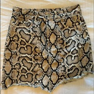 JEAN SNAKE-PRINT MINI SKIRT